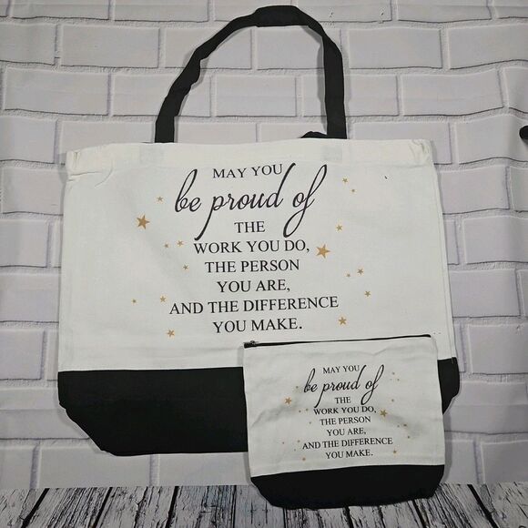 large size tote inspirational gift quote bag. matching mini bag canvas tote bag - Picture 1 of 7